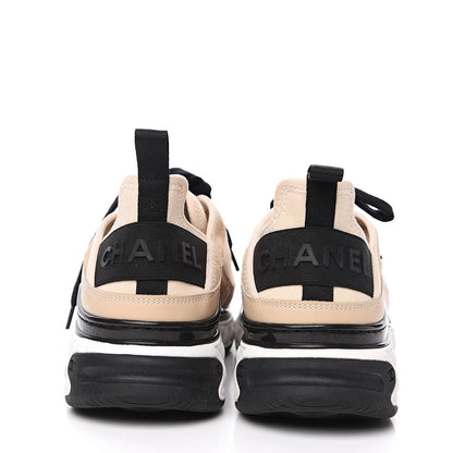 Chanel Fabric Calfskin Suede CC Sneakers 37 Beige 5 of 8