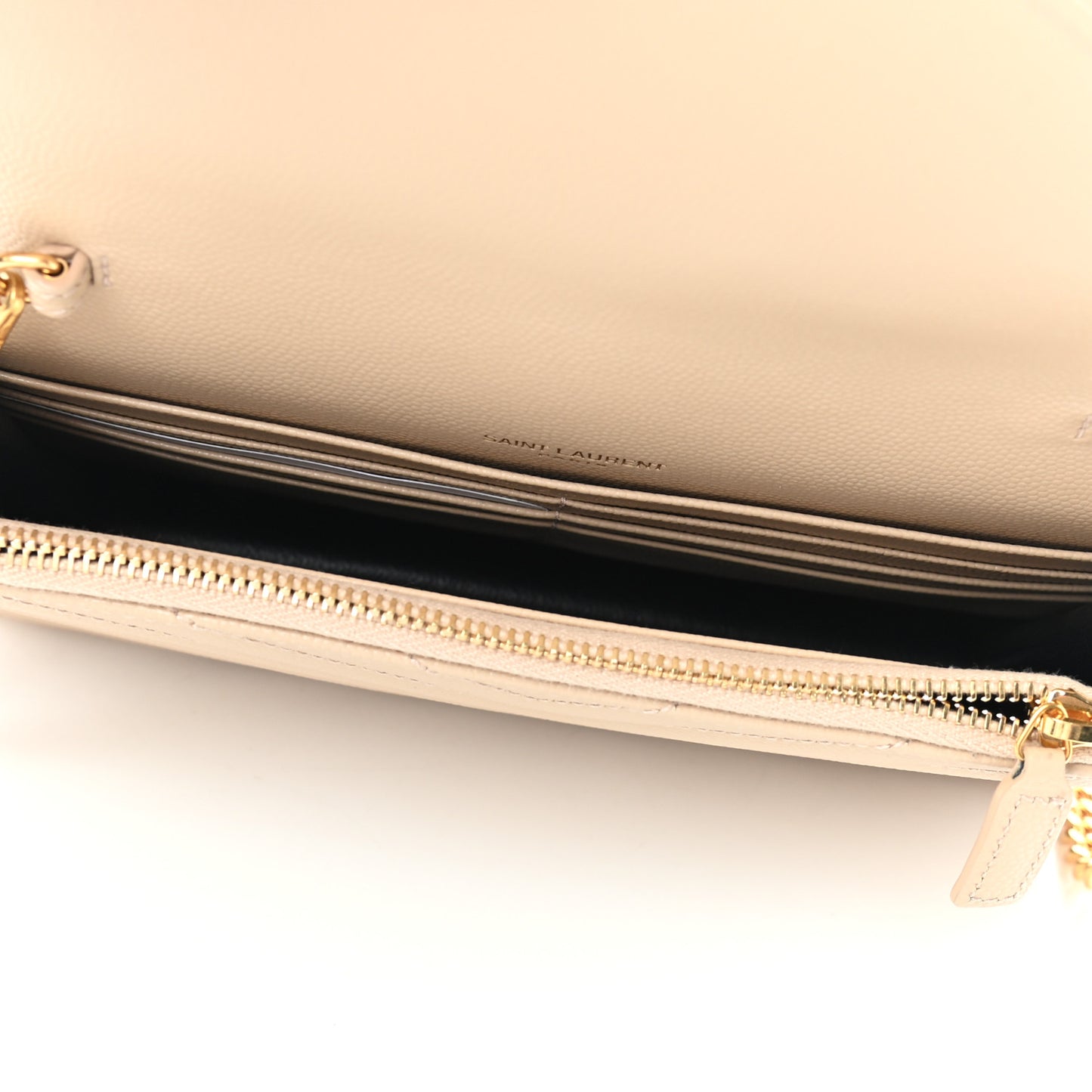 Grain De Poudre Matelasse Chevron Monogram Envelope Chain Wallet Nude Powder
