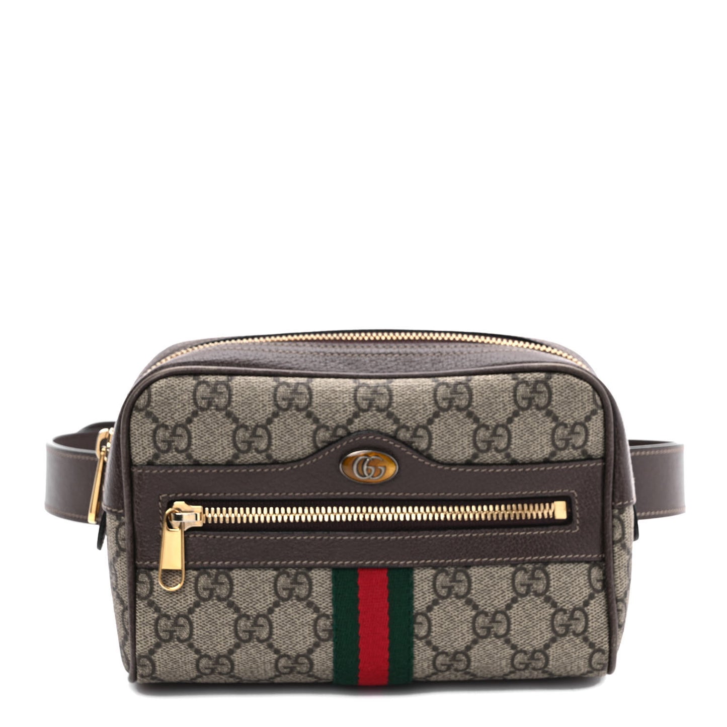 GG Supreme Monogram Web Small Ophidia Belt Bag 75 30 Dark Brown