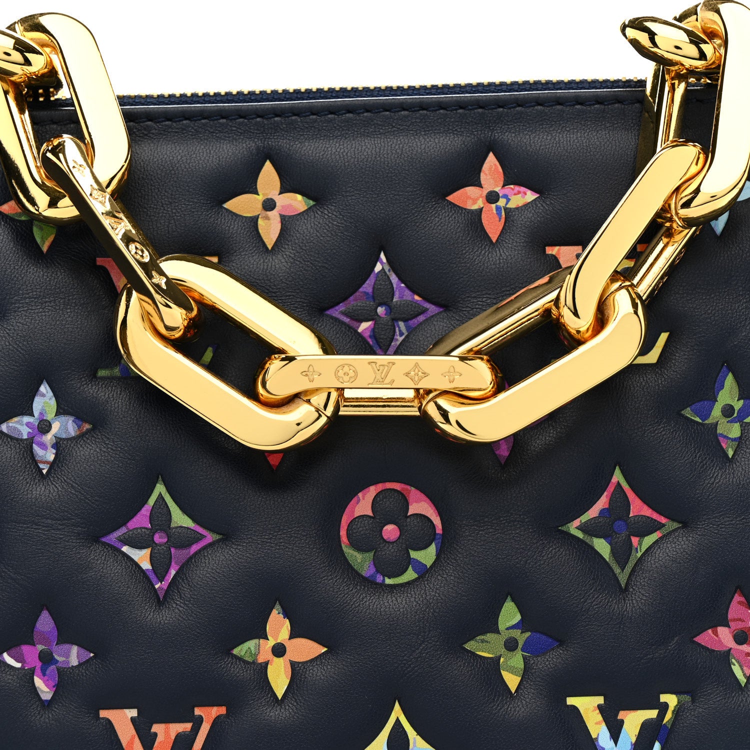 Louis Vuitton Lambskin Embossed Monogram LV Garden Coussin MM Navy Blue 9 of 15