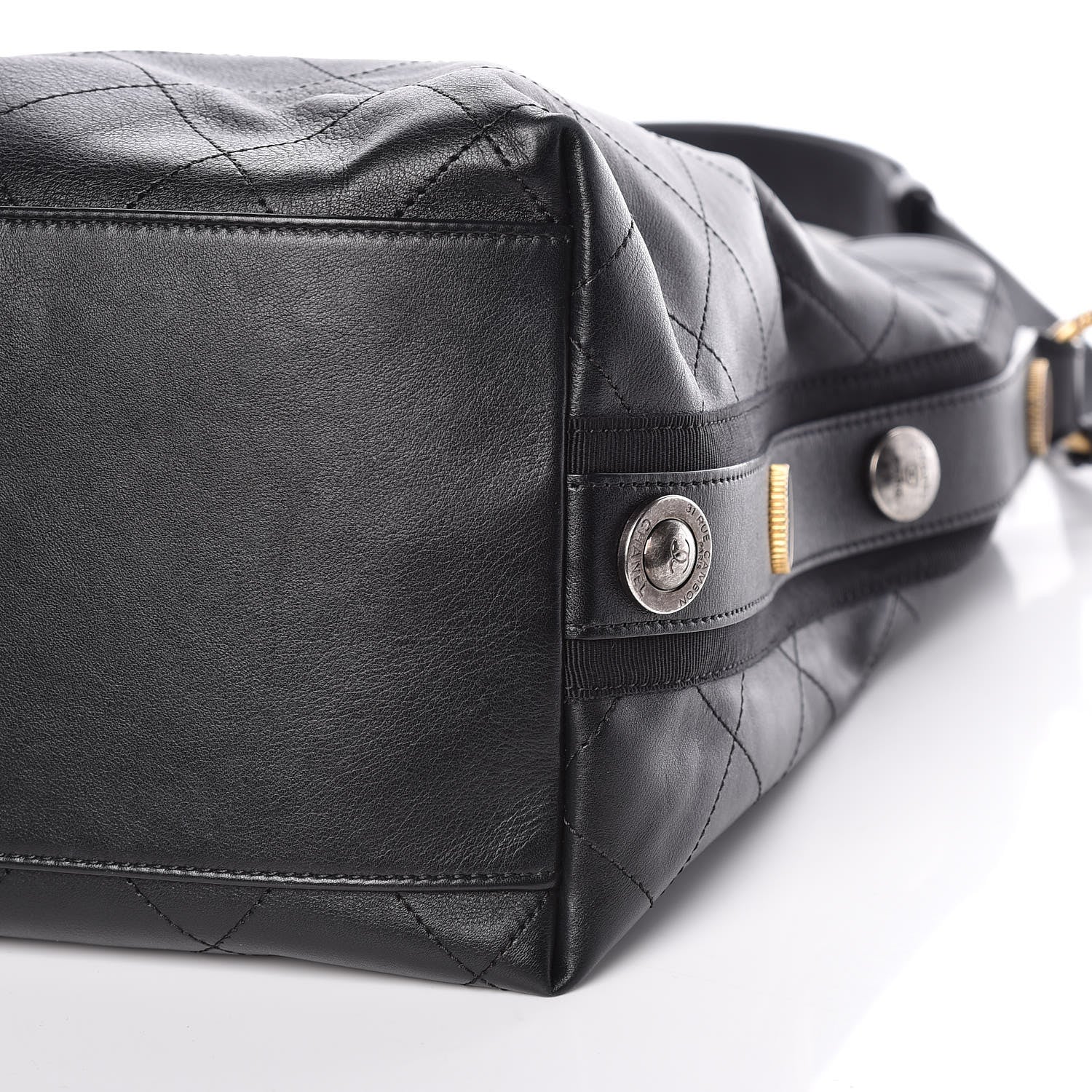 Chanel Calfskin Stitched Large Button Up Hobo Black 6 of 12