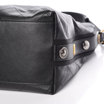 Chanel Calfskin Stitched Large Button Up Hobo Black 6 of 12