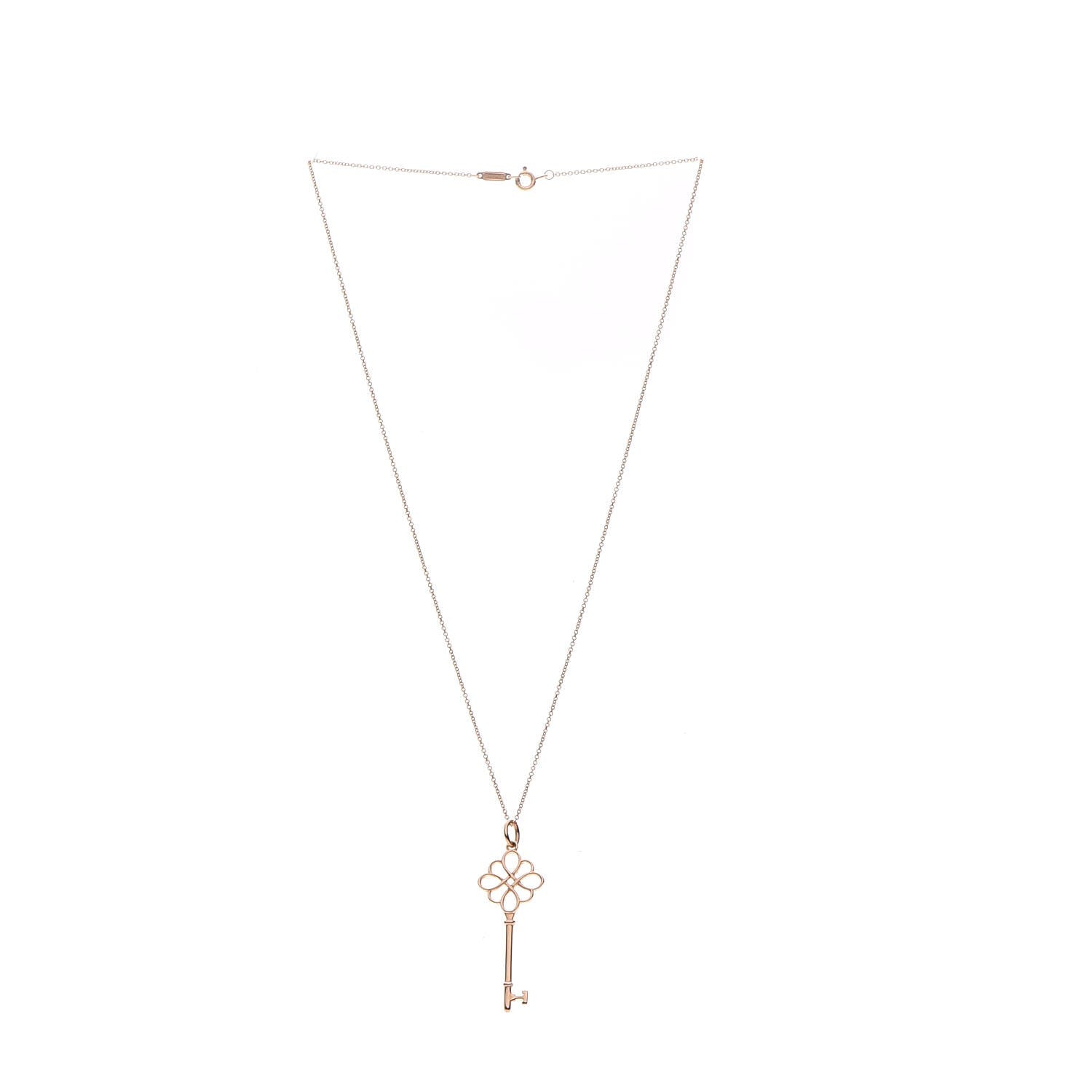 Tiffany 18K Rose Gold Knot Key Pendant Necklace 4 of 8