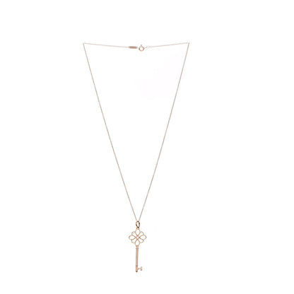 Tiffany 18K Rose Gold Knot Key Pendant Necklace 4 of 8