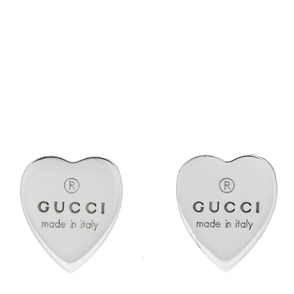 Gucci Sterling Silver Trademark Heart Stud Earrings 1 of 4