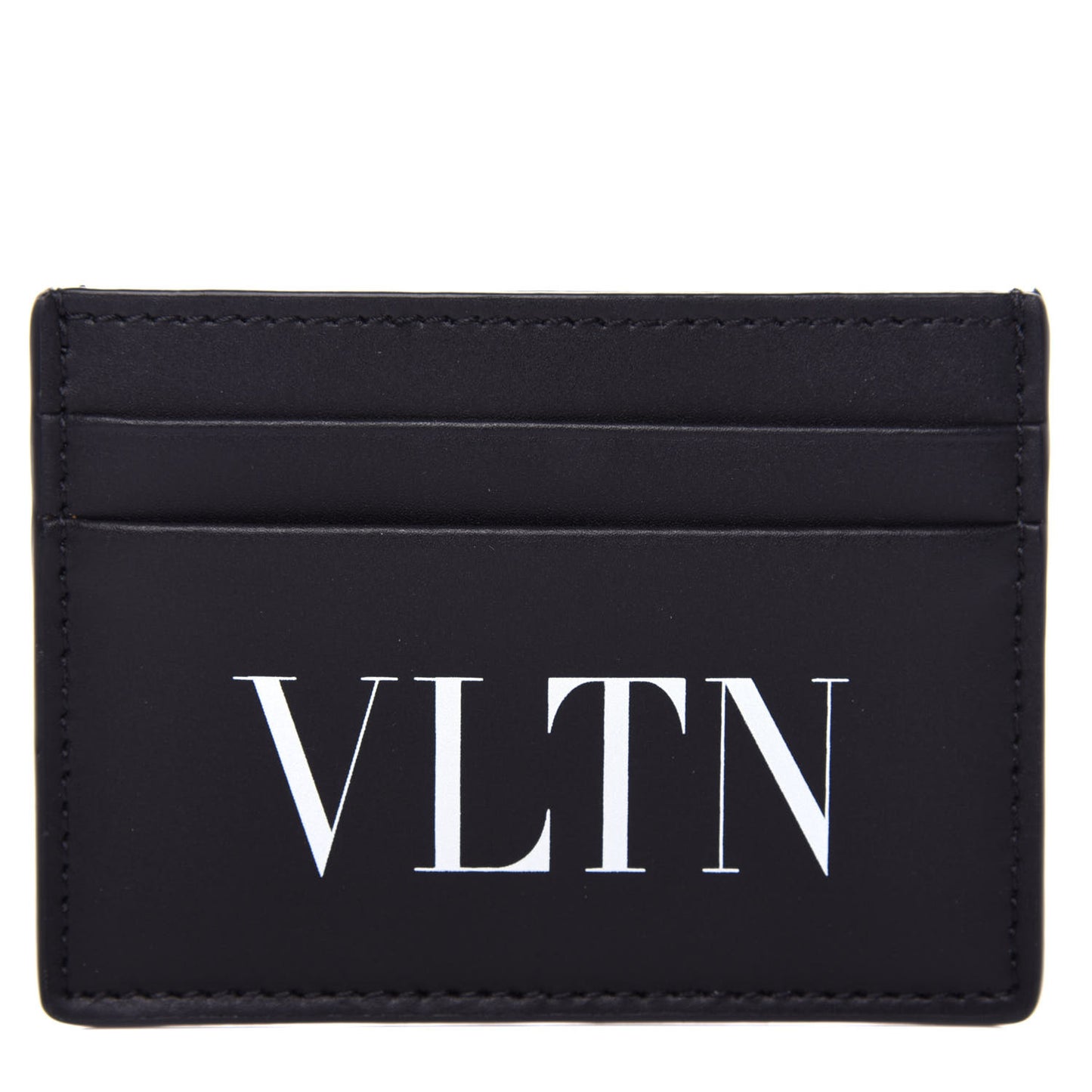 Calfskin VLTN Card Holder Black White