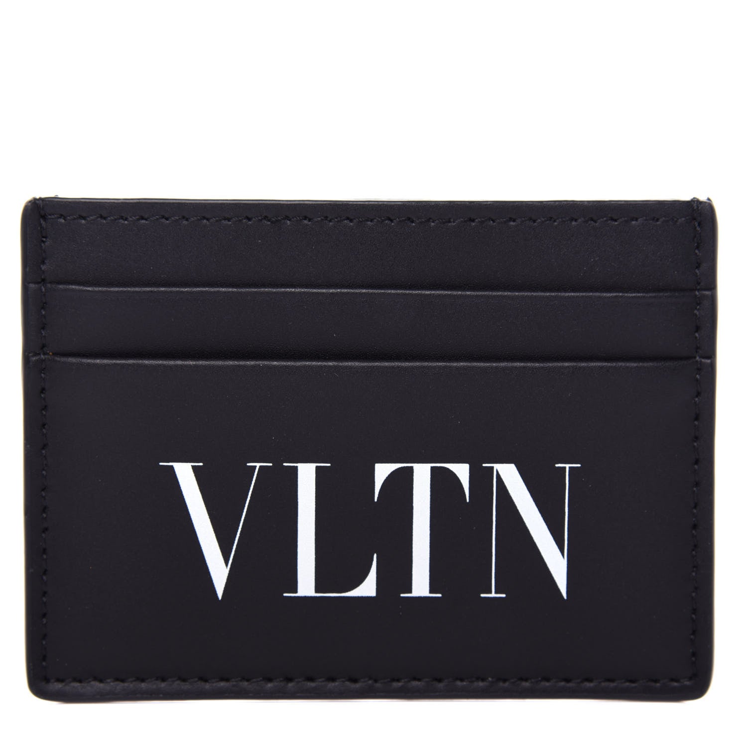Valentino Garavani Calfskin VLTN Card Holder Black White 1 of 6