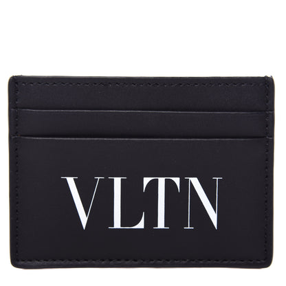 Valentino Garavani Calfskin VLTN Card Holder Black White 1 of 6