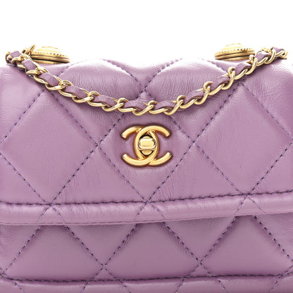 Chanel Shiny Lambskin Quilted Extra Mini Flap Purple 8 of 12