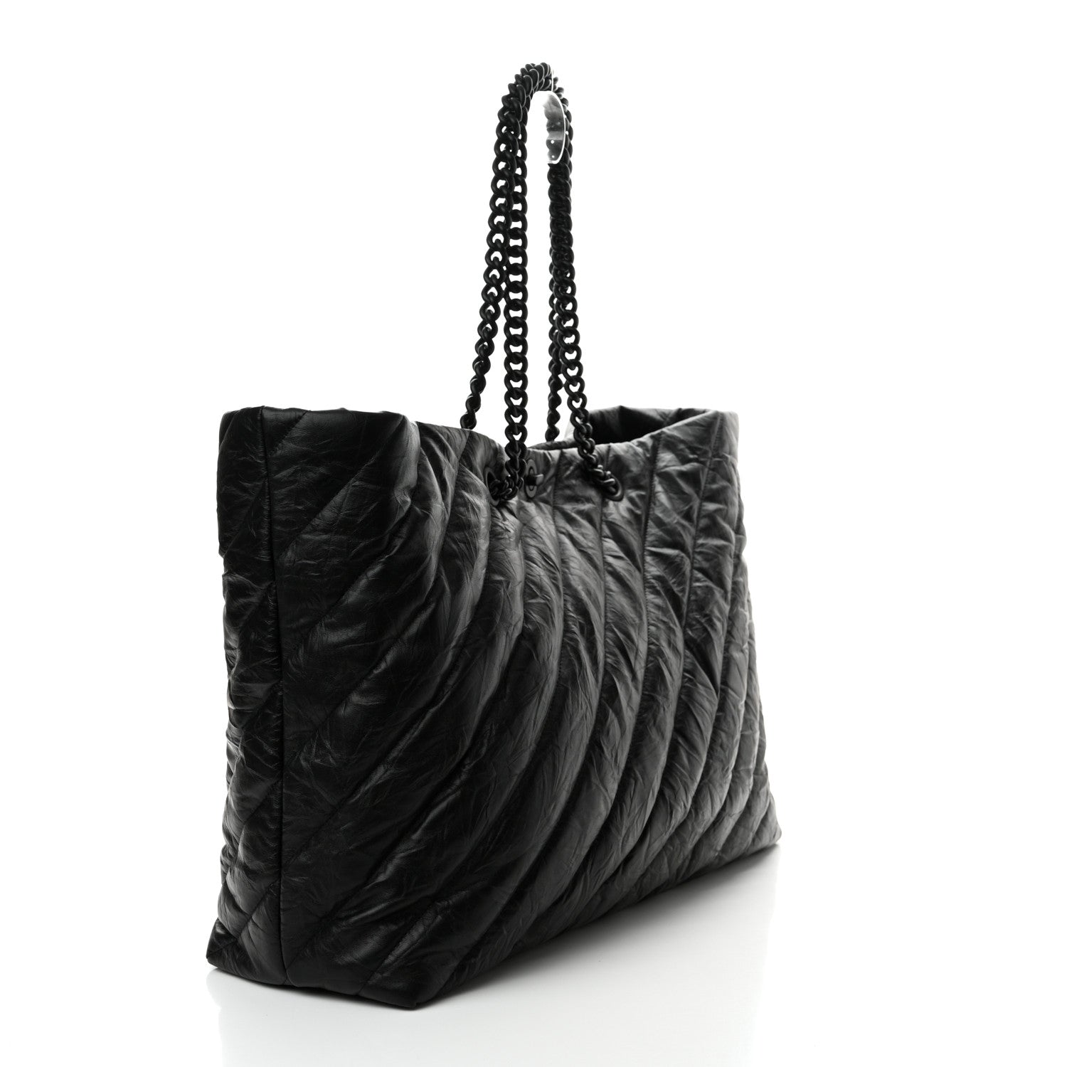 Balenciaga Crushed Calfskin Quilted Matte Black Hardware Large Crush Carry All Tote Bag Black 3 of 10