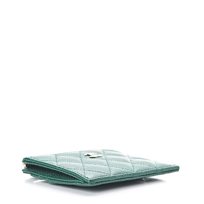 Chanel Metallic Caviar Quilted CC Zip Card Holder Green 4 of 8