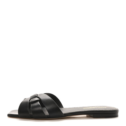 Saint Laurent Calfskin Tribute 05 Slide Sandals 38 Black 1 of 8