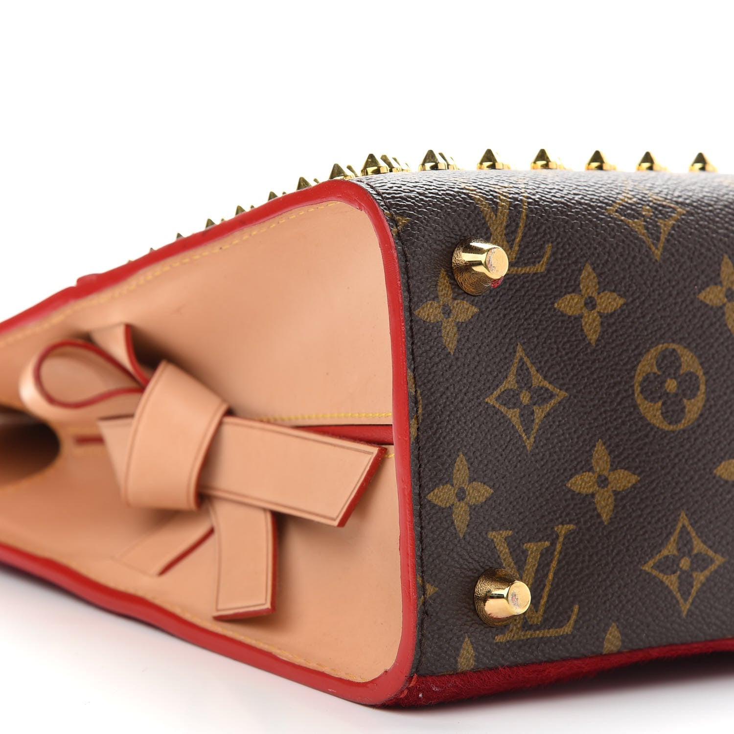 Louis Vuitton Monogram Calf Hair Spikes Iconoclasts Christian Louboutin Tote Red 7 of 8