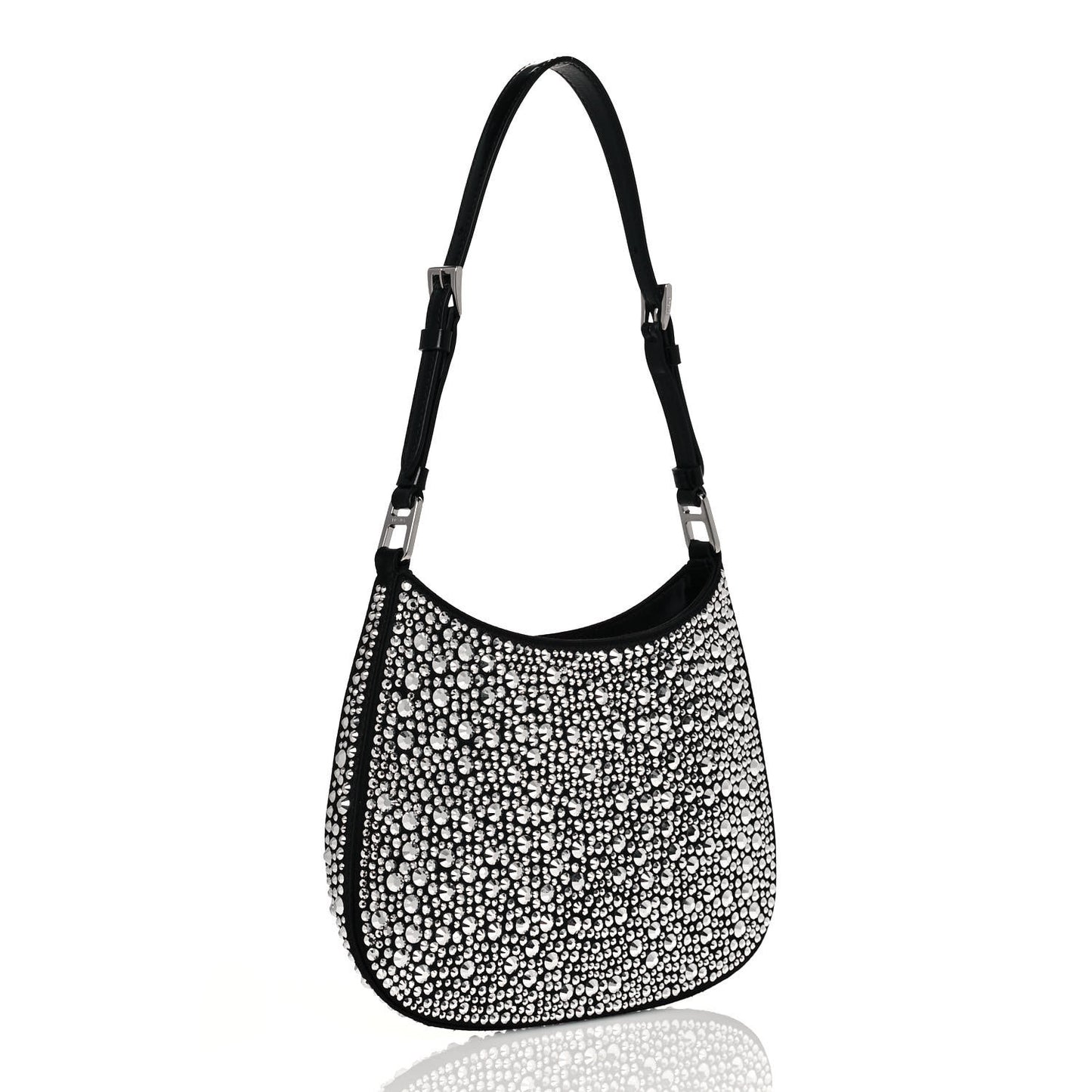 Satin Crystal Cleo Adjustable Strap Shoulder Bag Metal