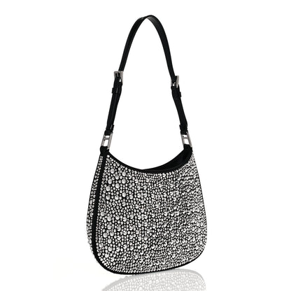 Prada Satin Crystal Cleo Adjustable Strap Shoulder Bag Metal 3 of 11