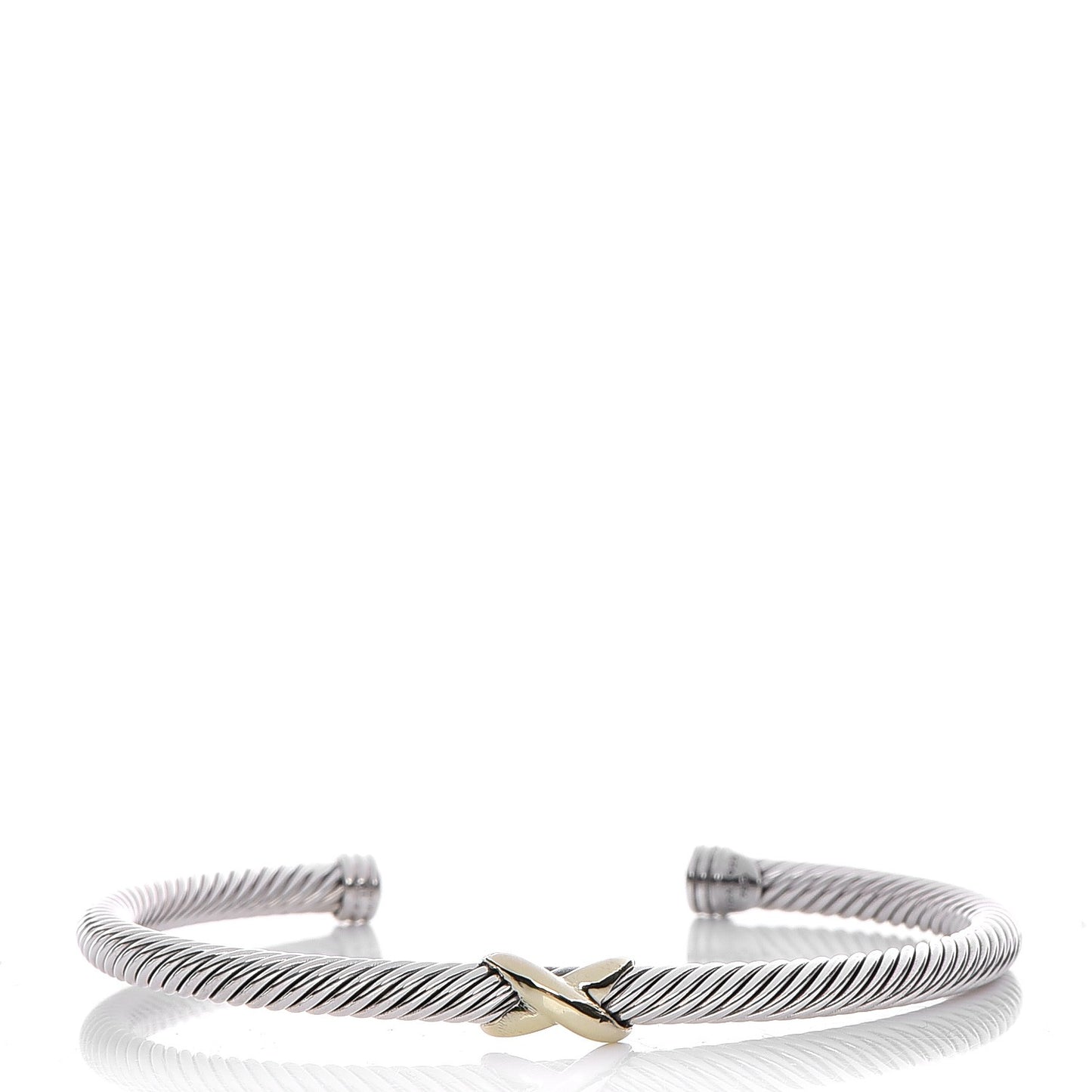 Sterling Silver 18K Yellow Gold 4mm X Station Cable Bracelet