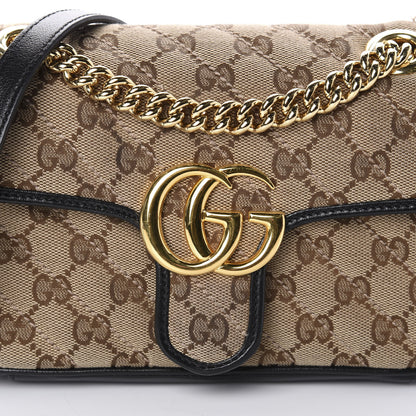 Gucci Monogram Matelasse Diagonal Mini GG Marmont Shoulder Bag Beige Black 14 of 15