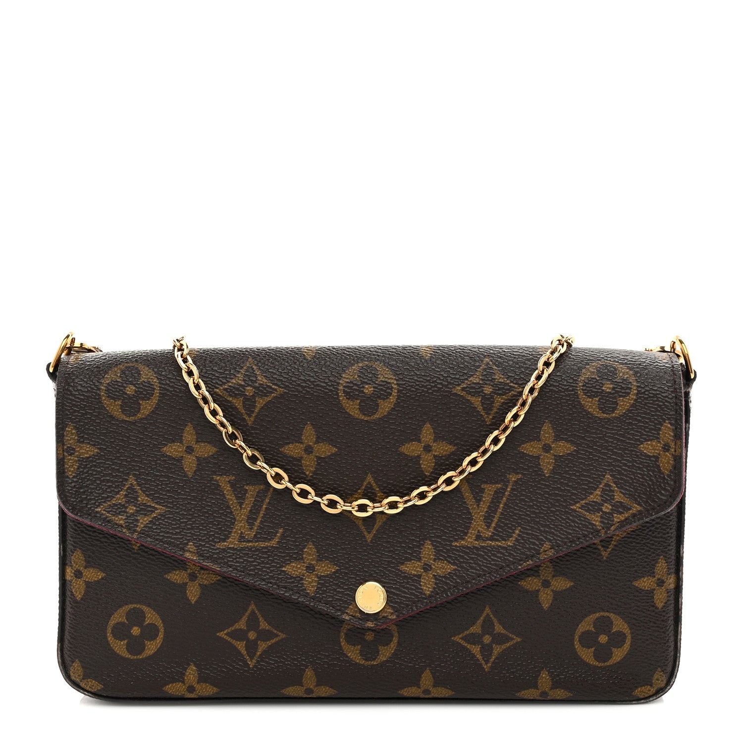 Louis Vuitton Monogram Pochette Felicie Chain Wallet Fuchsia 1 of 10