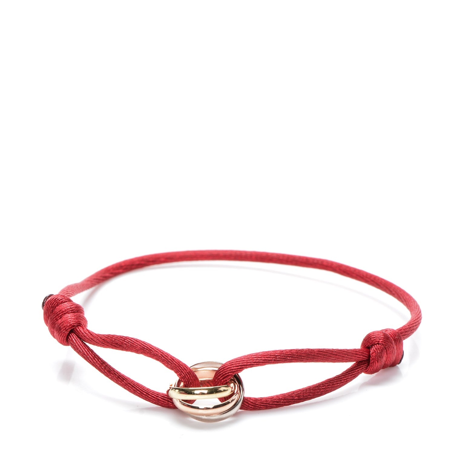 Cartier 18K Pink Yellow White Gold Trinity Cord Bracelet Red 1 of 6