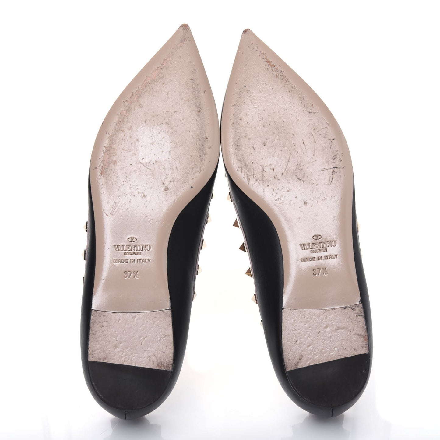 Calfskin Nappa Rockstud Ballerina Flats 37.5 Black Poudre