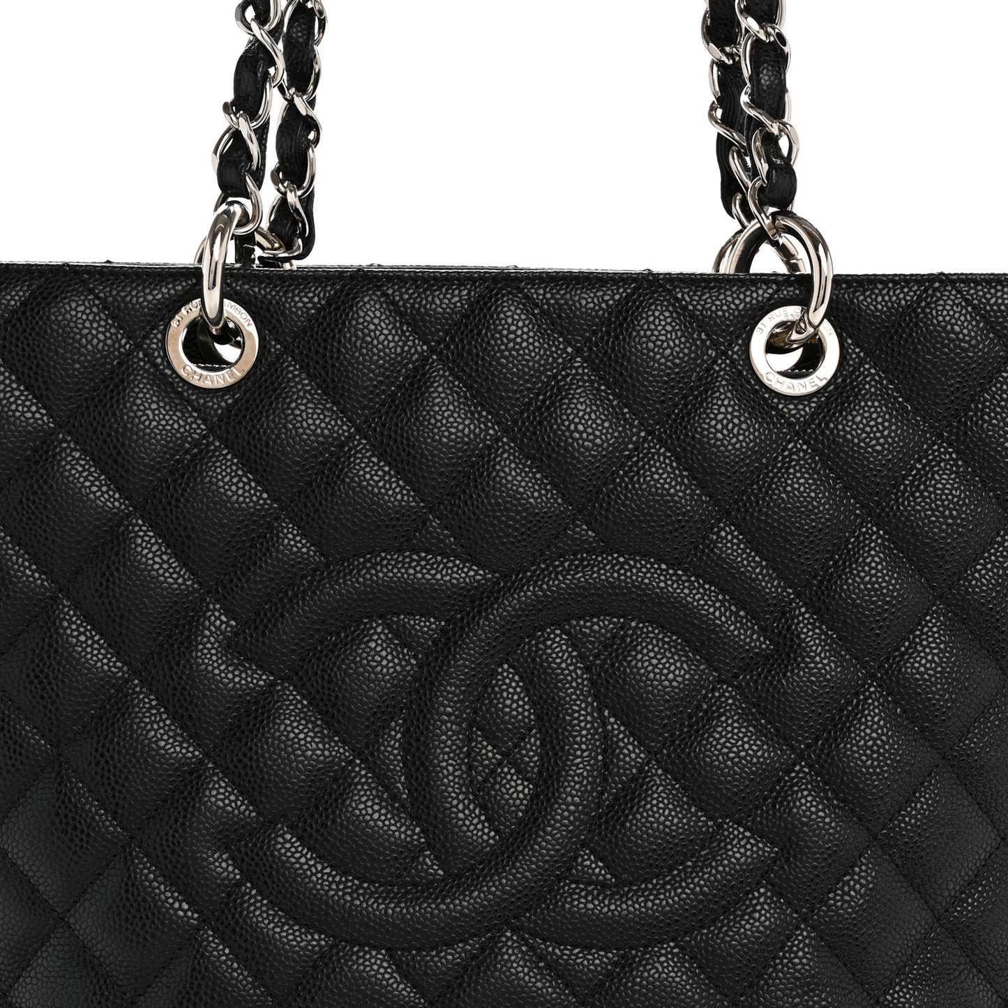 Caviar Quilted Grand Shopping Tote GST Black