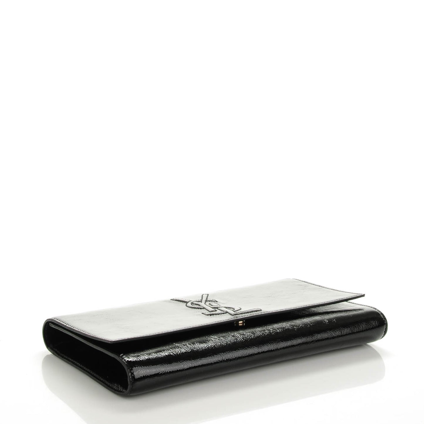 Textured Patent Monogram Large Belle De Jour Clutch Black