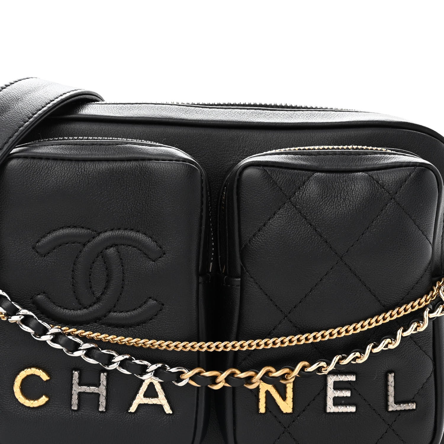 Chanel Calfskin Quilted Small Camera Case Black 8 of 12