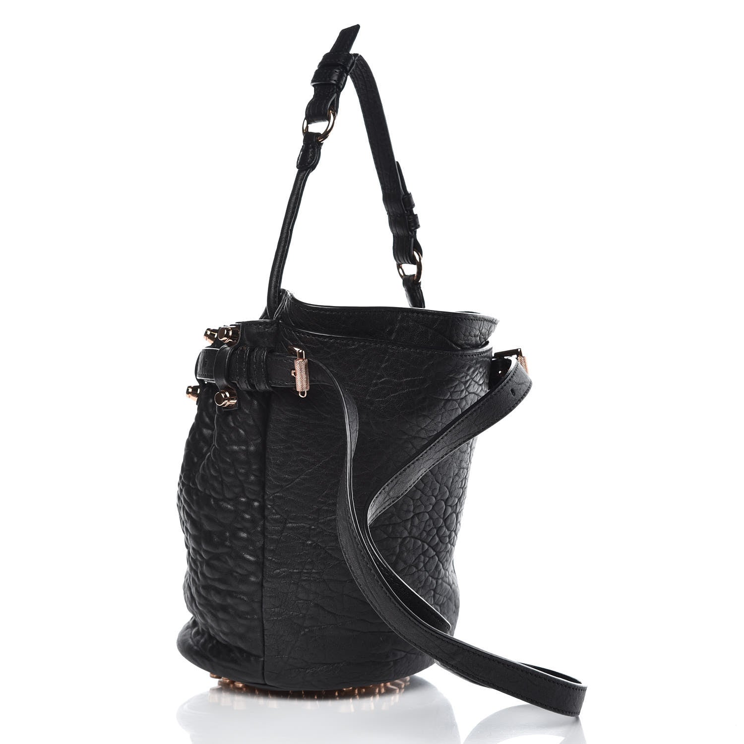 Alexander Wang Pebbled Lambskin Diego Bucket Black Rose Gold Hardware 3 of 6