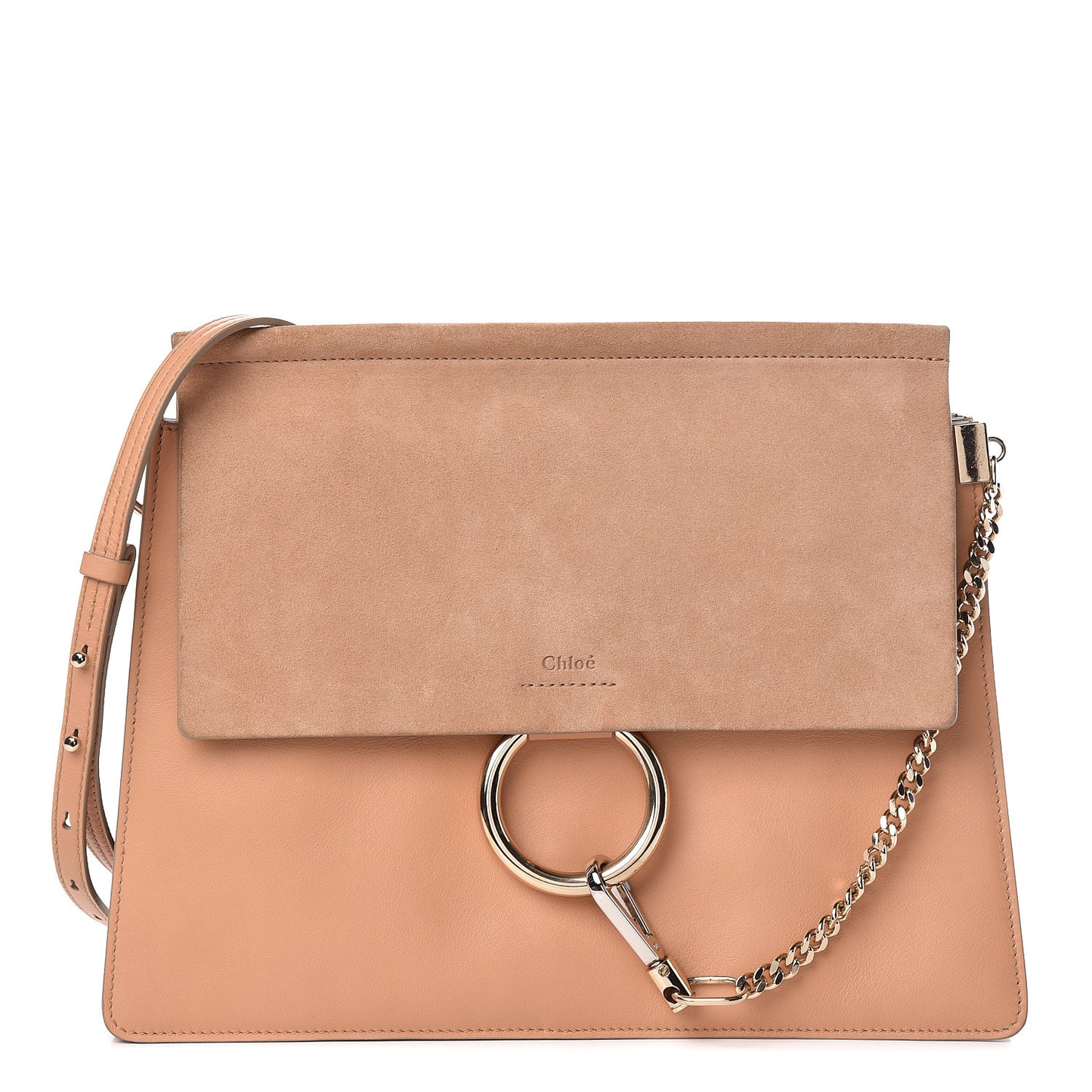Calfskin Suede Medium Faye Shoulder Bag Blushy Pink