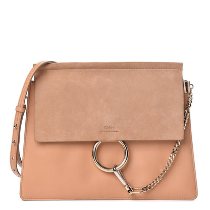 Chloe Calfskin Suede Medium Faye Shoulder Bag Blushy Pink 1 of 14