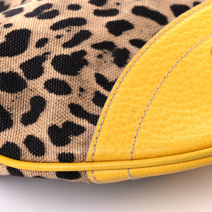 Dolce & Gabbana Calfskin Canvas Leopard Print Animalier Shoulder Bag Yellow 11 of 23