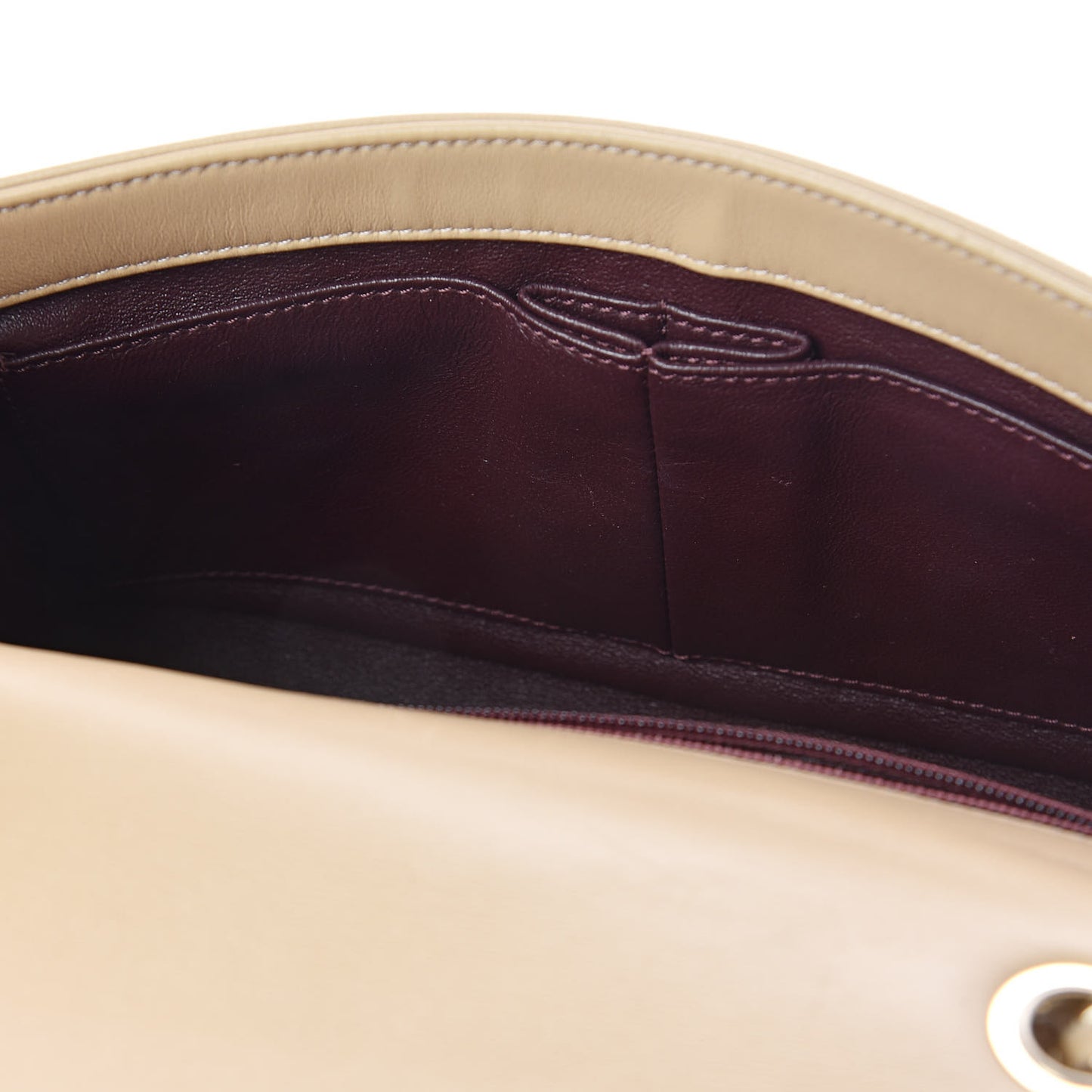 Lambskin Chevron Quilted Small Single Flap Light Beige