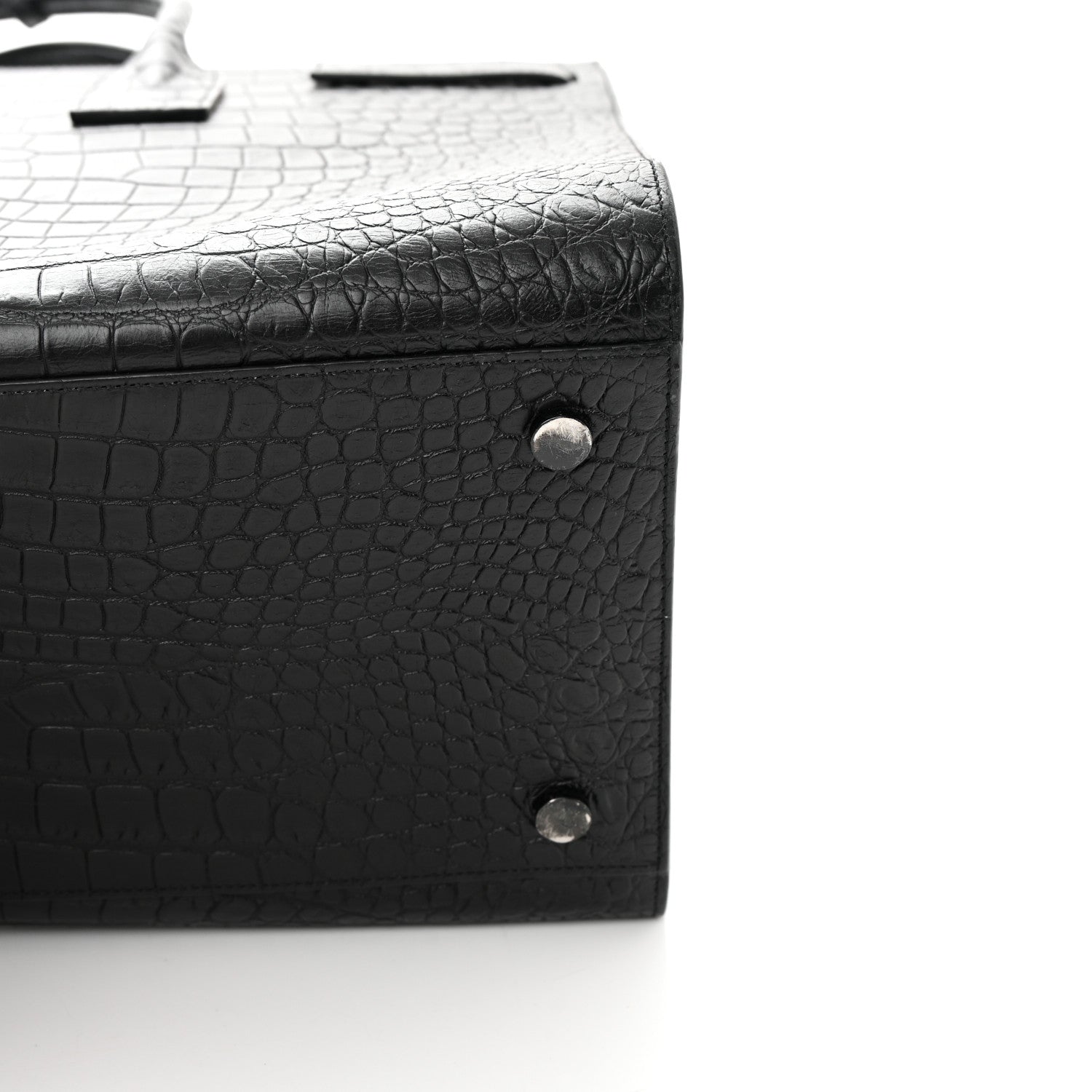 Saint Laurent Calfskin Crocodile Embossed Large Sac De Jour Carryall Black 17 of 26