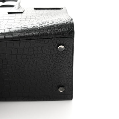 Saint Laurent Calfskin Crocodile Embossed Large Sac De Jour Carryall Black 17 of 26