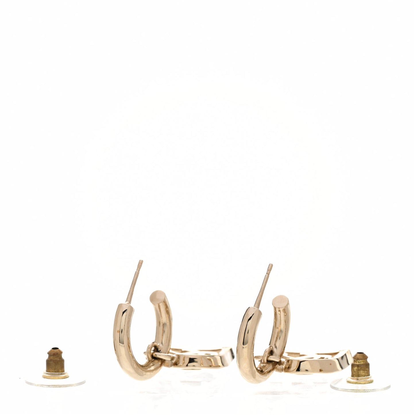 Metal CC Heart Coco In Love Drop Earrings Gold