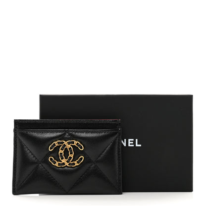 Chanel Lambskin Quilted Chanel 19 Card Holder Black 9 of 9