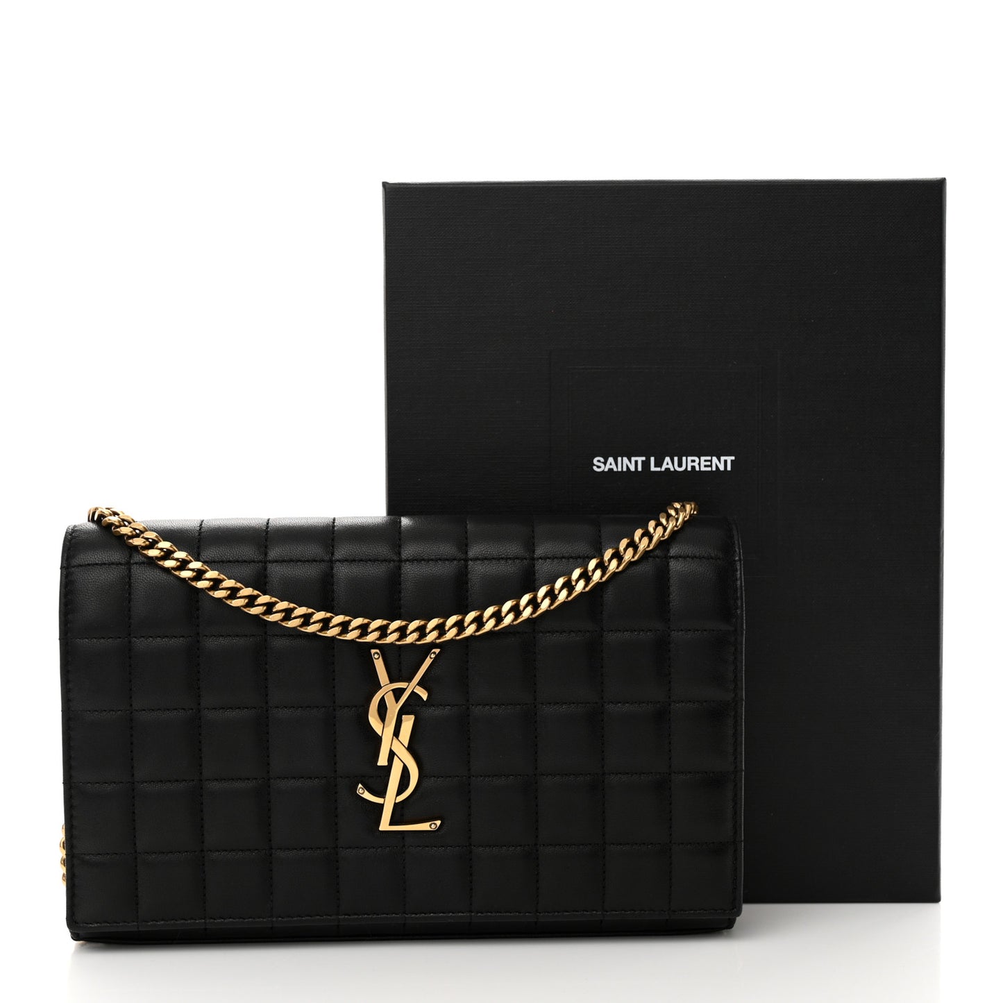 Lambskin Carre Quilted Cassandre Chain Wallet Black