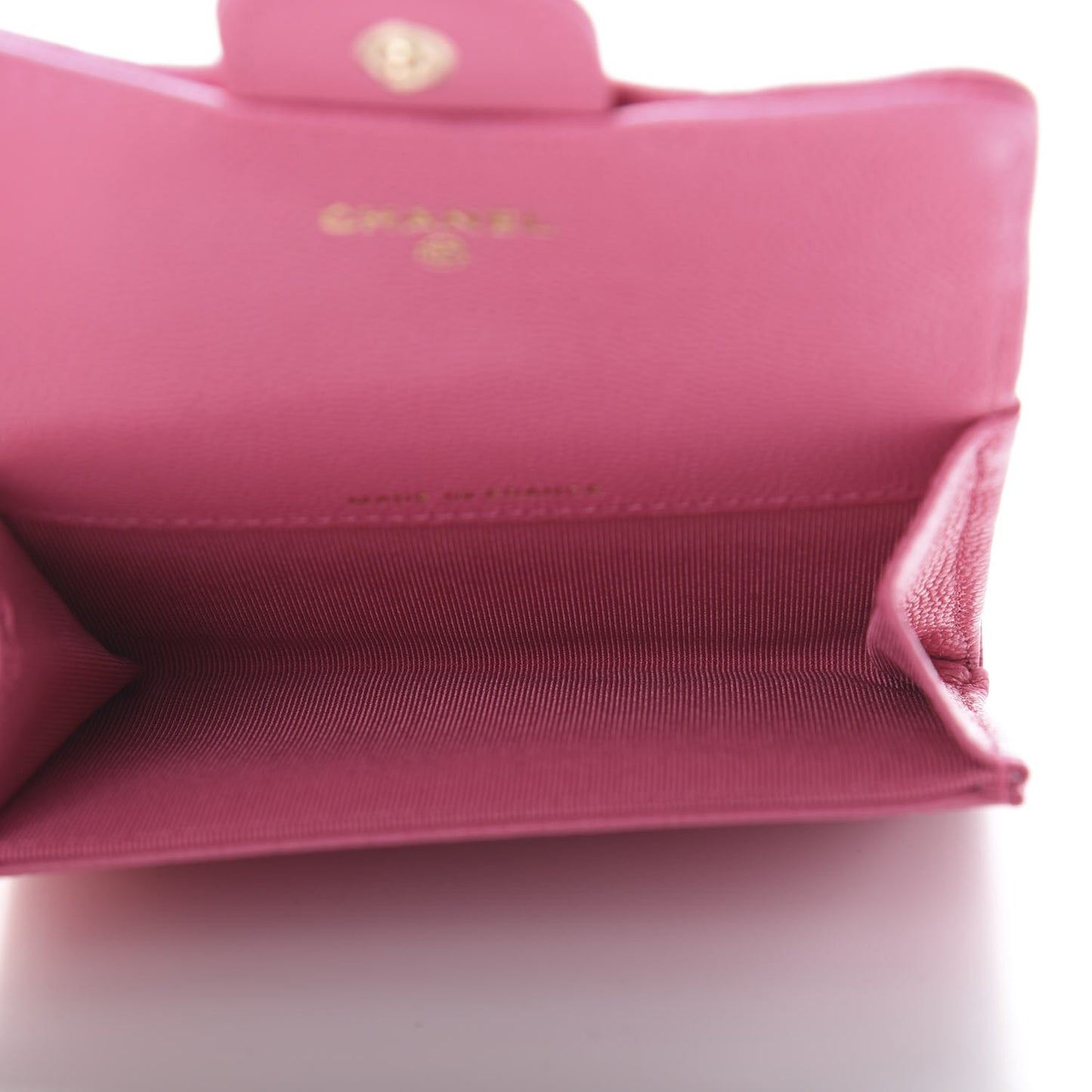 Caviar Quilted Flap Card Holder Wallet Pink