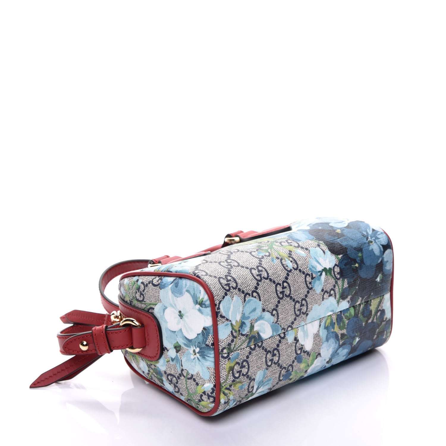 Gucci GG Supreme Monogram Blooms Mini Boston Navy Blue Hibiscus 5 of 10