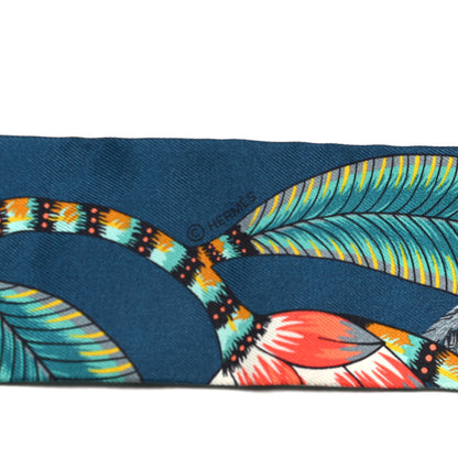 Hermes Silk The Savana Dance Twilly Turquoise Petrole Jaune 3 of 4