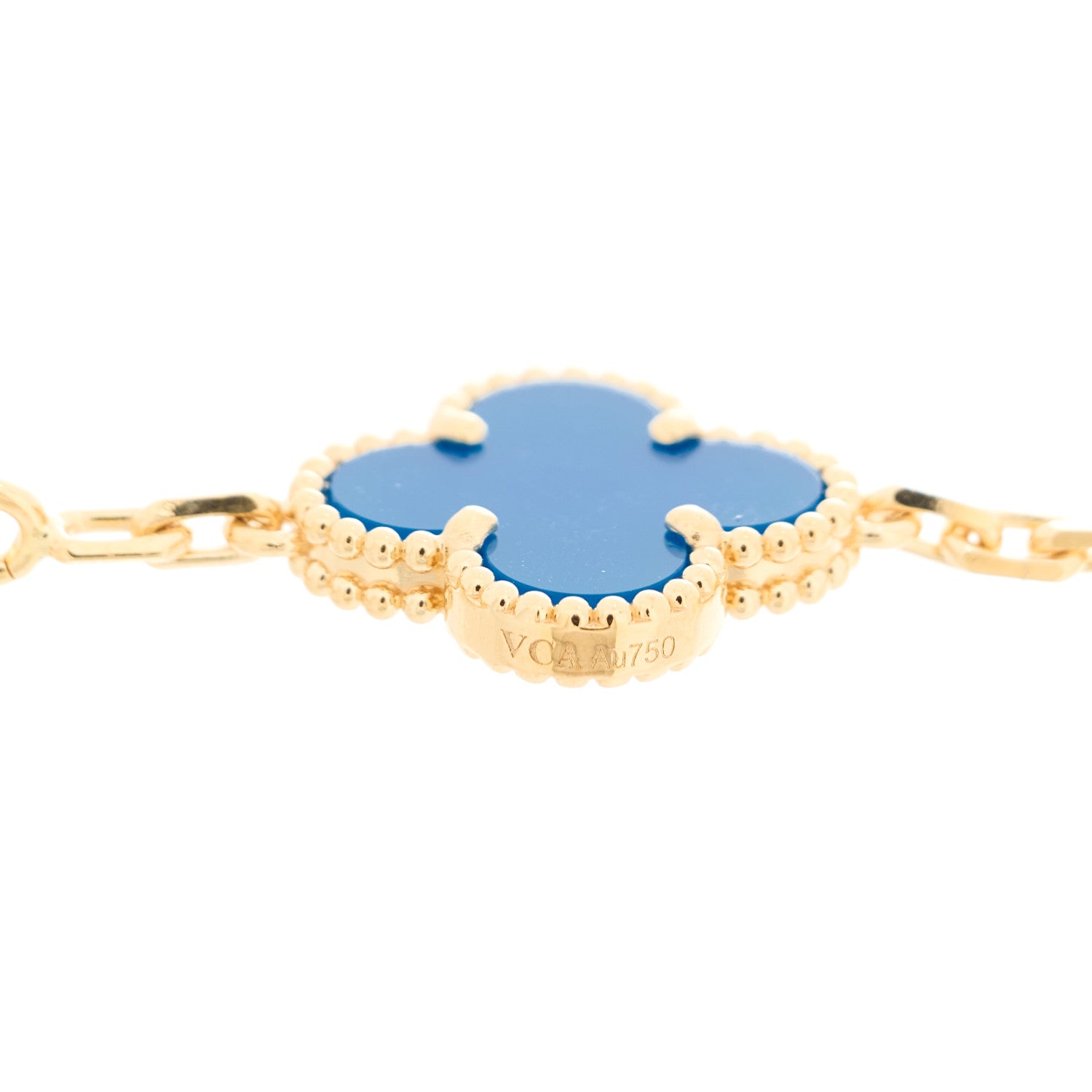 Van Cleef & Arpels 18K Yellow Gold Blue Agate 5 Motifs Vintage Alhambra Bracelet 3 of 5