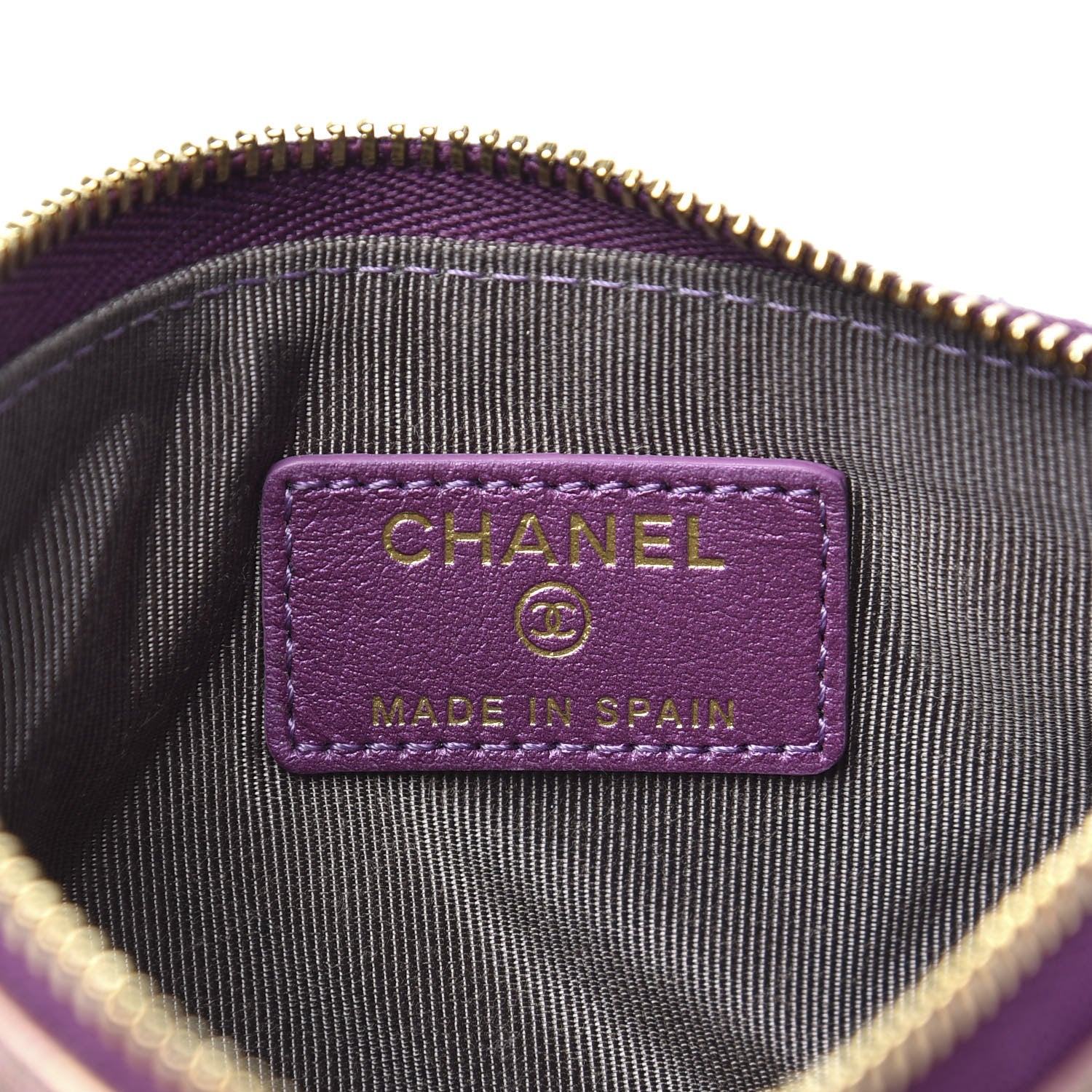 Chanel Iridescent Lambskin Quilted Small Cosmetic Case Purple 6 of 8
