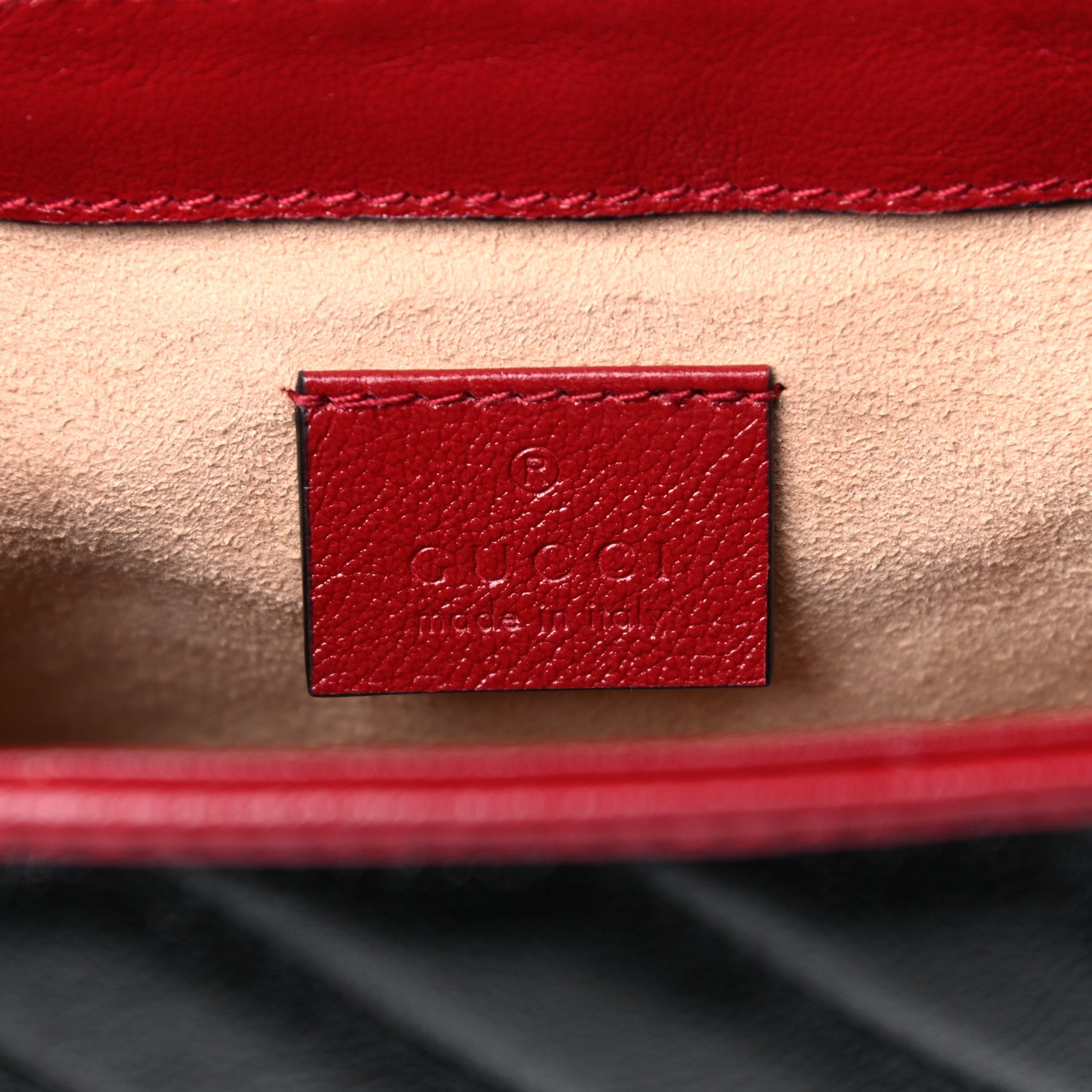 Gucci Vintage Effect Calfskin Matelasse Diagonal Mini Torchon GG Marmont Top Handle Shoulder Bag Black Romantic Cherry 6 of 12