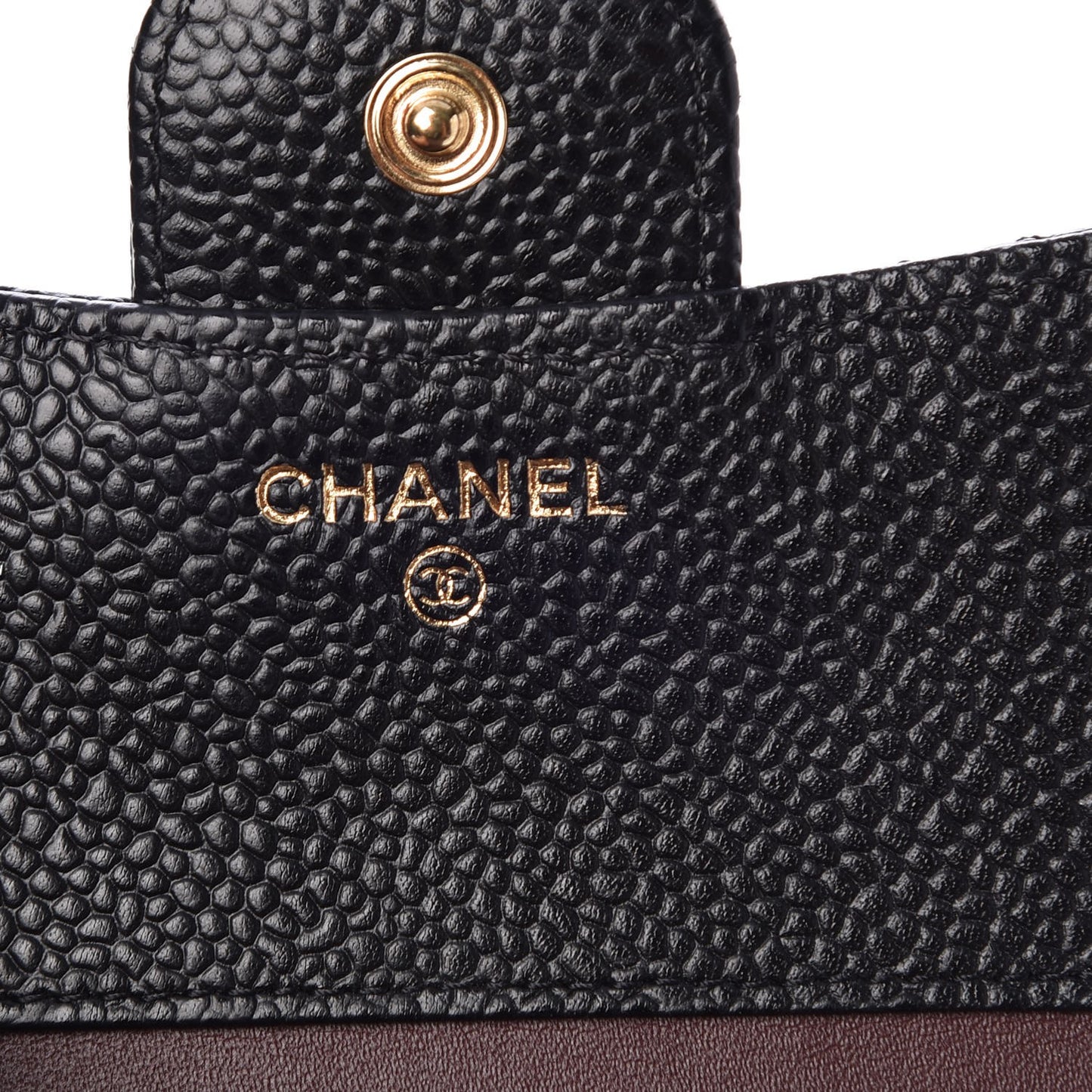 Caviar Quilted Compact Flap Wallet Black
