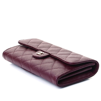 Chanel Caviar Quilted Large Gusset Flap Wallet Burgundy 6 of 9