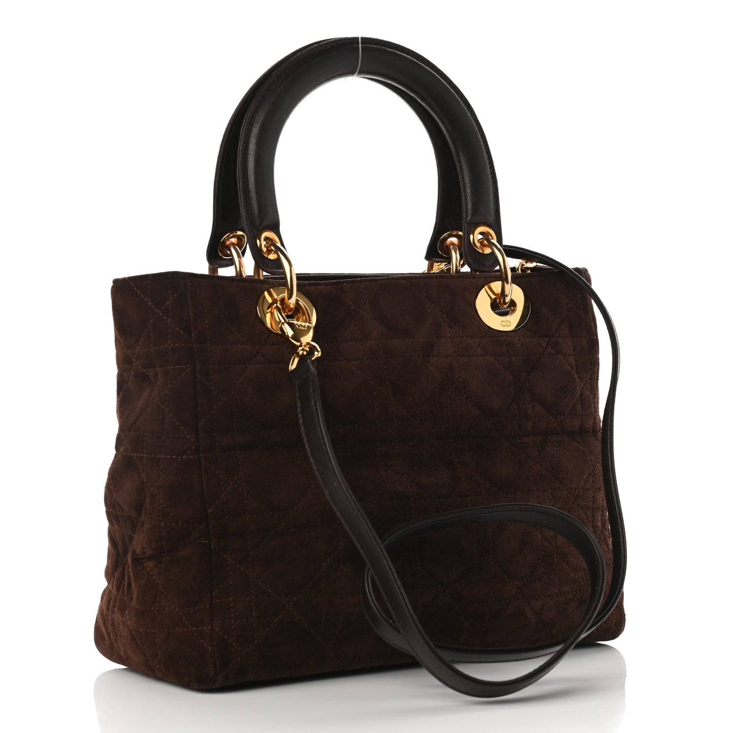 Suede Cannage Medium Lady Dior Brown