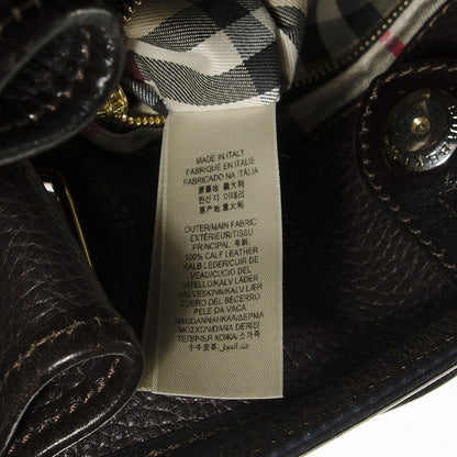 Burberry Pebbled Calfskin Hobo Brown 9 of 11