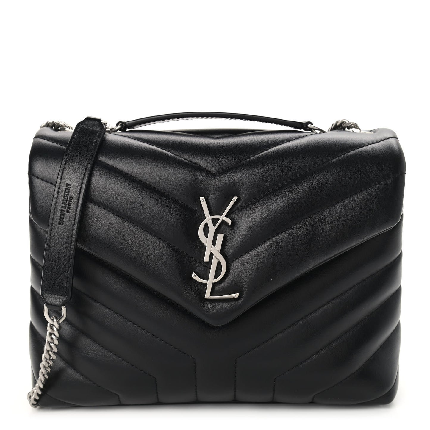 Calfskin Y Quilted Monogram Small Loulou Chain Satchel Black