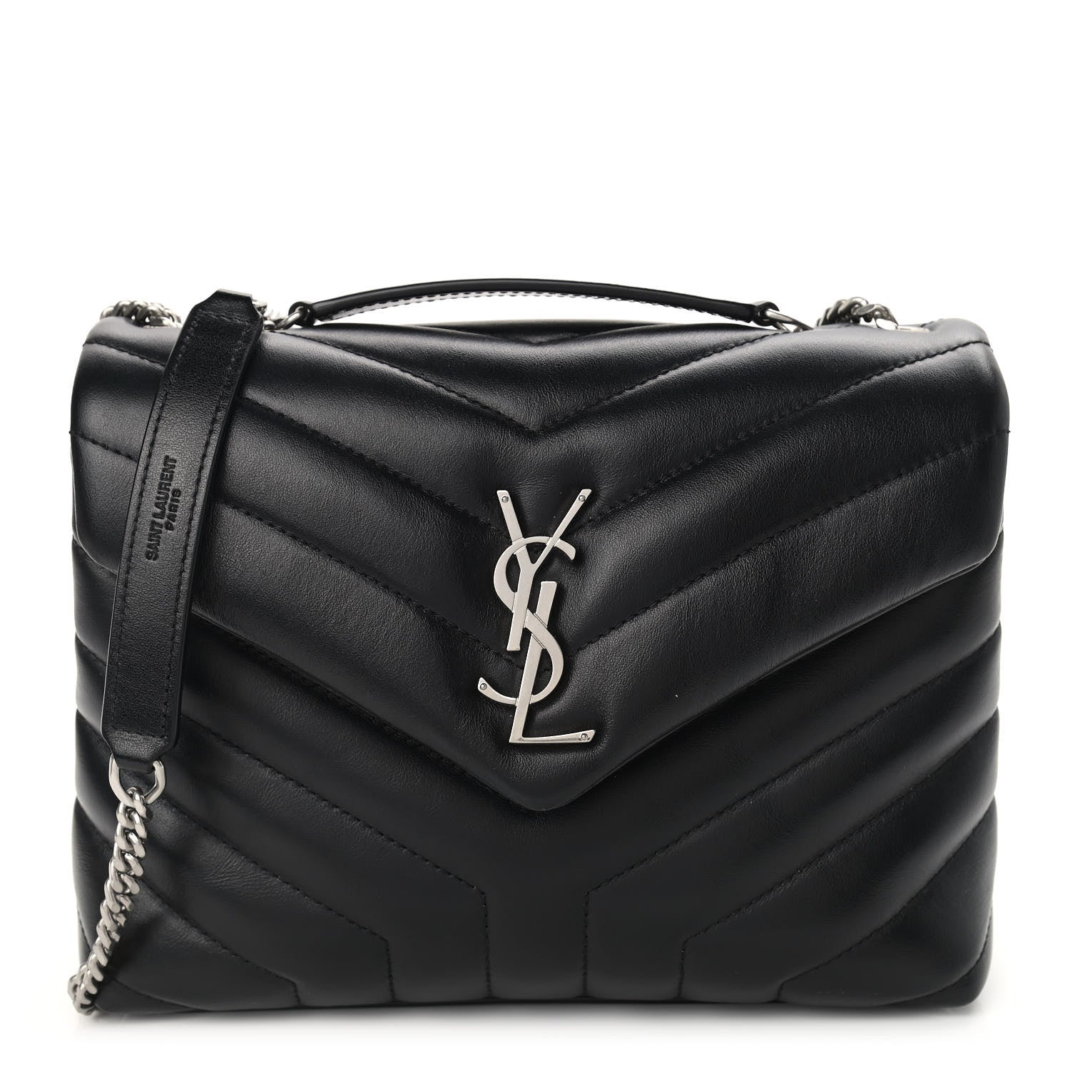 Saint Laurent Calfskin Y Quilted Monogram Small Loulou Chain Satchel Black 1 of 9