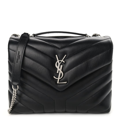 Saint Laurent Calfskin Y Quilted Monogram Small Loulou Chain Satchel Black 1 of 9